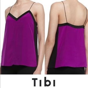 Tibi V-Neck Silk Cami Boysenberry Black 4